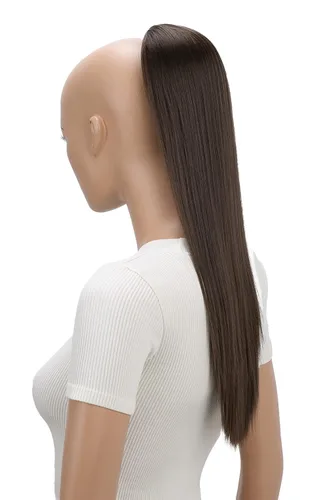 Miniatura 12 de CAISHA Extensión de cola de caballo de 22" con cordón voluminoso Straigtht negro-marrón PH503