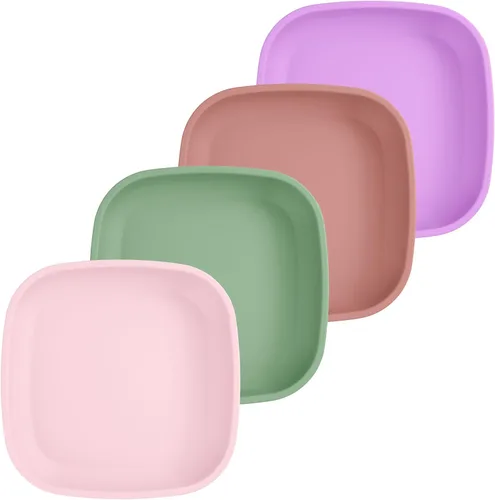 Miniatura 14 de Re-Play Juego de 4 platos para niños pequeños fabricados en Estados Unidos de 7 pulgadas, con tapa, 22 onzas, platos de plástico apilables, aptos