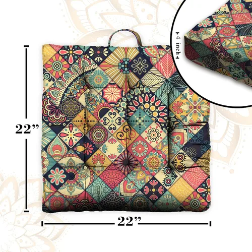 Miniatura 4 de Cojín de meditación con mandala, tapete de meditación bohemio, almohadas de meditación para sentarse en el suelo, cojines para sentarse en casa y al