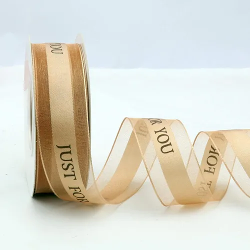 Miniatura 2 de Cinta de gasa champán de 1 pulgada, cinta Just for You para fiestas de vacaciones, decoraciones de boda, envoltura de regalo de 22 yardas