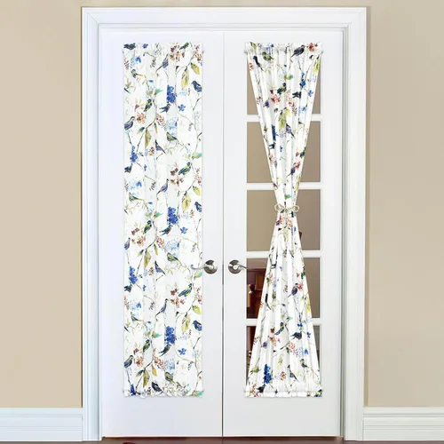 Miniatura 15 de VOGOL - Cortina decorativa con patrón de pájaros para puerta delantera, cortinas francesas de cocina con reducción de vista, 1 panel de lino