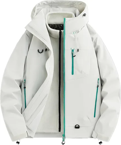 Miniatura 10 de Abrigos de otoño e invierno 3 en 1 con capucha, chaqueta de esquí de nieve 2026, impermeable, resistente al viento, forro polar, para mujeres y Negro