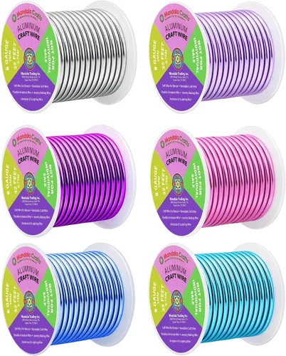 Miniatura 271 de Mandala Crafts - Alambre de aluminio anodizado de 8 calibre para hacer joyas - 9.75 m de alambre flexible negro colorido - Flexible para bonsái