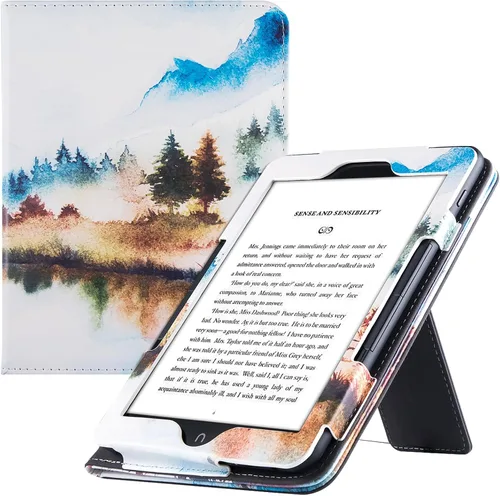 Miniatura 9 de Funda para Nook GlowLight 4 Plus de 7.8 pulgadas (2023) Soporte plegable integrado y correa de mano Estilo libro Funda de piel sintética Marrón
