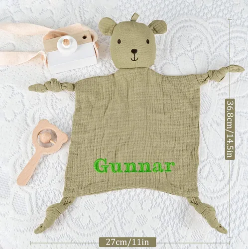Miniatura 3 de Bear Loveys para bebés, mantas de seguridad para bebés, suaves para niños y niñas, regalos para baby shower, regalos personalizados para bebés