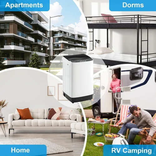 Miniatura 4 de DOGHLY - Lavadora portátil de 16 libras, lavadora y centrifugadora completamente automática con 10 programas, bloqueo para niños y ahorro