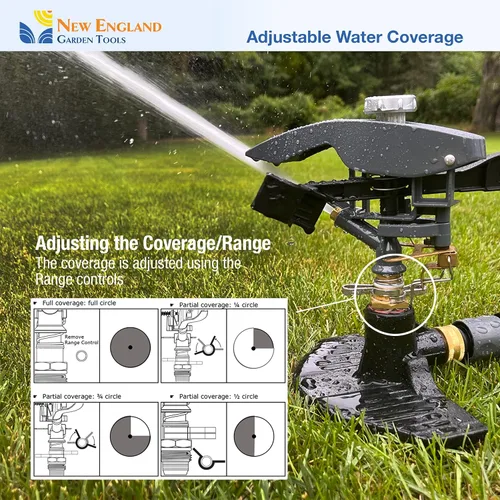 Miniatura 6 de Rociador pulsante de impacto resistente 300004, potente alcance de chorro de 80 pies de diámetro, control de rango de 360° para cubrir hasta 5,000
