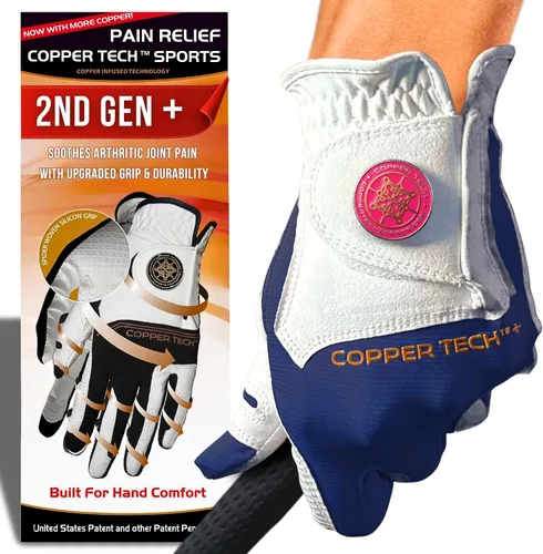 Miniatura 17 de Copper Tech Plus Ladies Golf Gloves Women (2nd Gen) Copper Compression Joint Support with Flexible & Comfortable Fit Tacky Silicone Pad