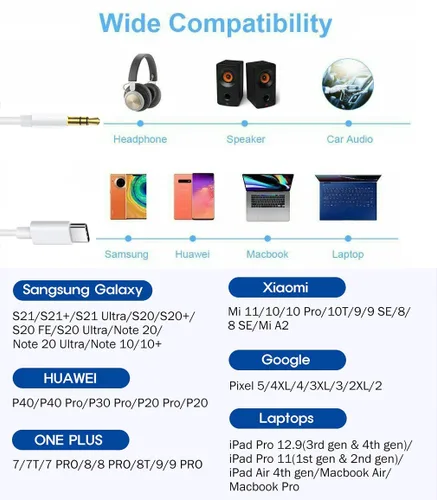Miniatura 7 de Cable auxiliar USB C a 0.138 in compatible con Pixel 6 5 4 3 2 XL, iPad Pro 2021 2020 2018, Samsung Sony HTC Moto y más, cable de auriculares tipo C
