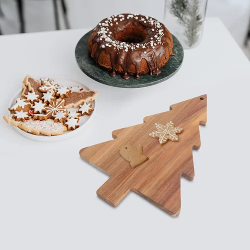 Miniatura 6 de COHEALI Tabla de cortar de madera con forma de árbol de Navidad tablas de charcutería tablas de cortar bandeja de alimentos pan de queso, pizza