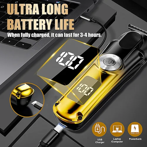 Miniatura 4 de Cortadora de pelo 6 en 1 para hombres, afeitadora eléctrica impermeable IPX6 y cortadora de pelo inalámbrica, kit de aseo para nariz, cuerpo, cara
