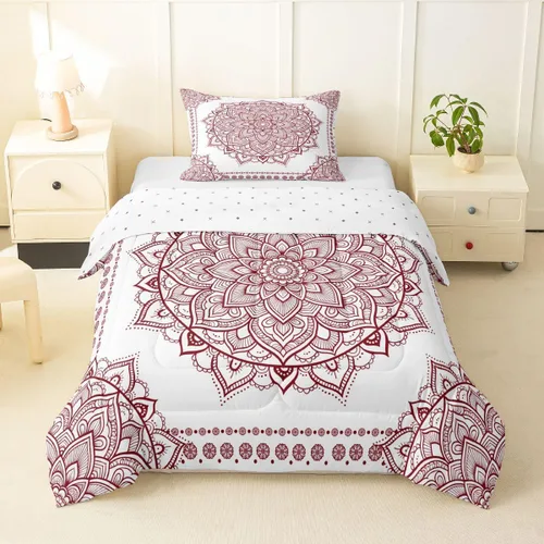 Miniatura 30 de Erosebridal Chic - Juego de edredón de flores tamaño Queen, juego de ropa de cama estética con mandala, juego de edredón gris turquesa, juego