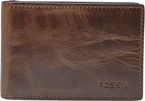 Fossil Cartera Anderson de piel delgada y minimalista con bolsillo frontal plegable para hombre