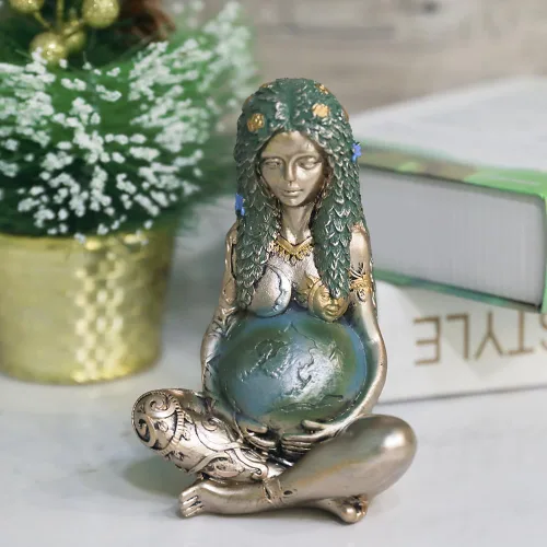 Miniatura 4 de SHOWFEICAT Estatua de diosa, estatua de Gaia, madre, tierra, naturaleza, luna, estatuas de resina, figura espiritual de bruja, decoración del hogar
