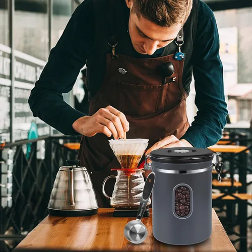 Miniatura 7 de ROCKY&CHAO Recipiente para café de 2800ML con registrador de fecha y ventana transparente, contenedor de café de 35OZ con cuchara medidora de 30ML
