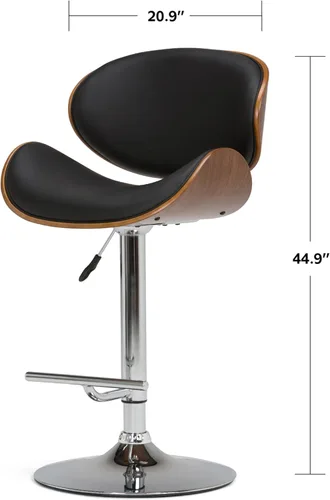 Miniatura 3 de SIMPLIHOME Marana - Taburete de bar giratorio ajustable, altura del asiento de 37 a 45 pulgadas, taburete tapizado en piel sintética vegana negra