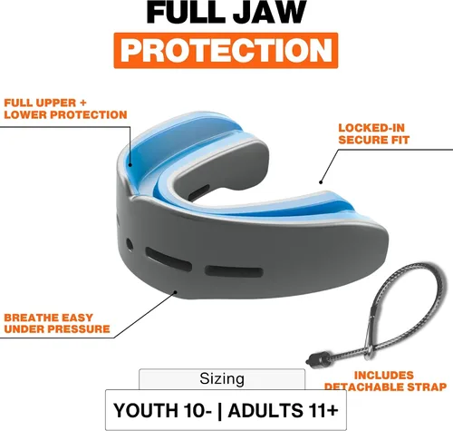 Miniatura 2 de Shock Doctor Protector bucal doble nano, protege los dientes superiores e inferiores, disponibles para jóvenes y adultos Carbono
