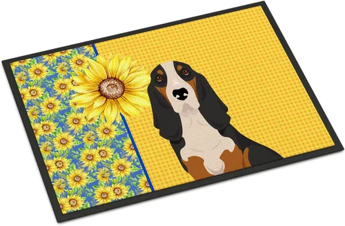 Miniatura 117 de Caroline's Treasures WDK5313MAT Airedale Terrier - Tapete para puerta delantera de 18 x 27 pulgadas, diseño de girasoles de verano, para entrada