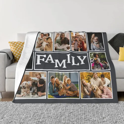 Miniatura 10 de HUGLAZY Mantas personalizadas con fotos, texto, mantas personalizadas con imagen, mantas personalizadas para papá con collage de fotos, manta