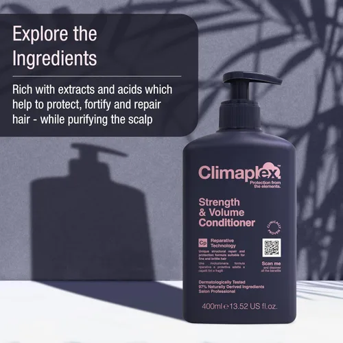 Miniatura 3 de Climaplex Acondicionador de fuerza y volumen, propiedades hidratantes y protectoras, contiene beneficios desenredantes, deja el cabello suave como