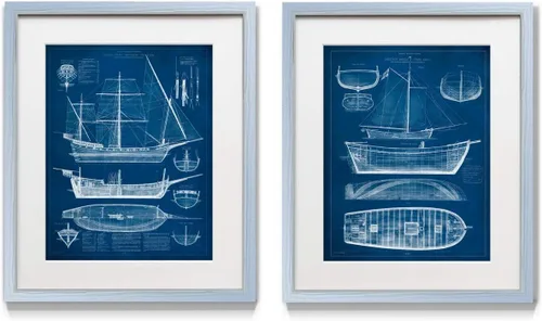 Miniatura 16 de Renditions Gallery Coral antiguo en azul marino I juego de 2 piezas enmarcado, par temático de océano submarino, azul, marco plateado moderno, Coral