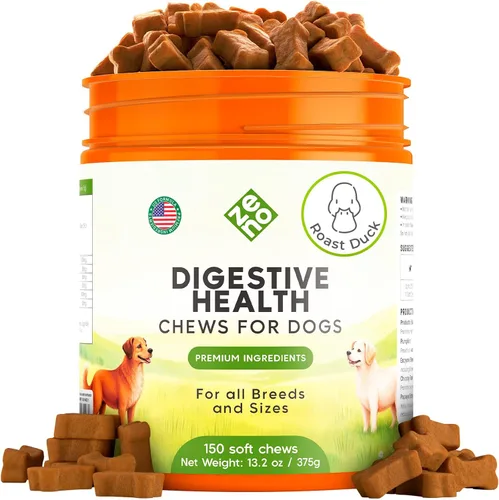 Miniatura 8 de ZENO Probióticos masticables para perros, 150 unidades, apoyo digestivo, para la salud intestinal y la diarrea, masticables para perros, fórmula