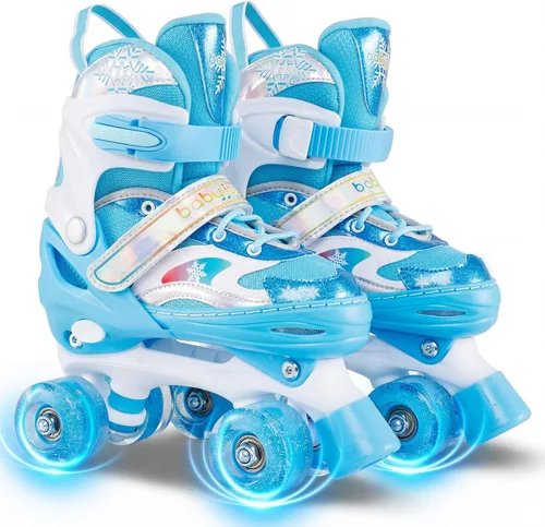 Miniatura 23 de BABY JOY Patines de ruedas de mariposa, 4 tamaños ajustables para niñas, adolescentes y adultos de 5 a 8 a 13 años o más, con ruedas iluminadas
