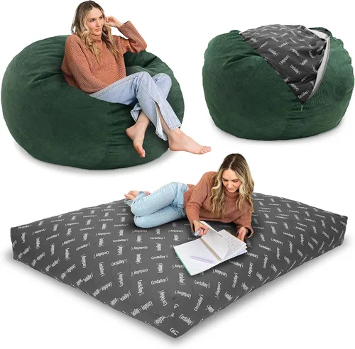 Miniatura 11 de CordaRoy's Puf de Pana - Silla Puf Convertible - Funda de Tela de Pana Lavable a Máquina - para Sótano, Sala de Estar, Sala de Juegos, Dormitorio