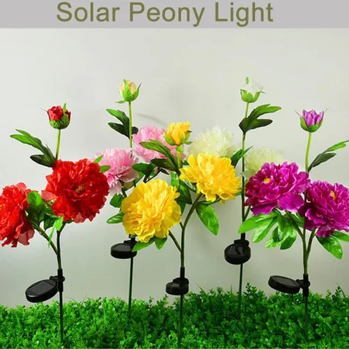 Miniatura 8 de Aolyty Luces solares de jardín de flores, luz solar de peonía para decoración al aire libre, IP65, luces solares de estaca impermeables, paquete