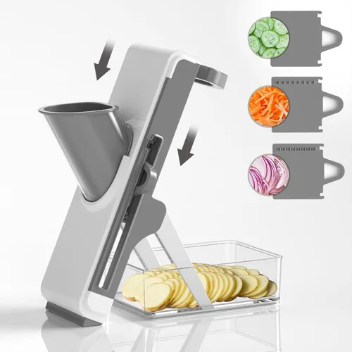 Miniatura 5 de Eletronova Cortadora de mandolina segura para cocina, cortador de verduras para cocina Verde oscuro claro