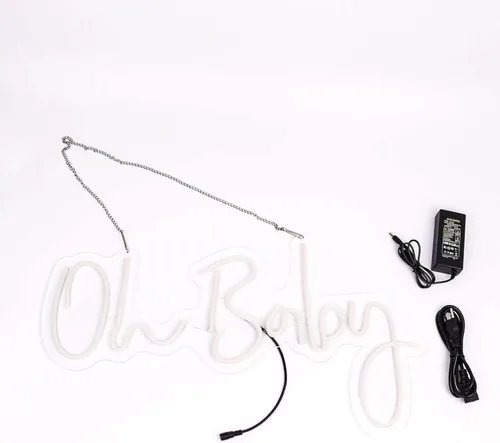 Miniatura 7 de Efavormart - Letrero de luz de neón de 26 pulgadas con texto en inglés "Oh Baby", luz LED blanca cálida reutilizable, con cadena colgante de 5 pies