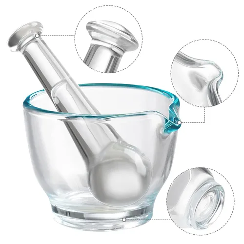 Miniatura 5 de Ultrassist Cuenco de cristal del mortero y de la mano de mortero de 4oz, amoladora y mezclador de la medicina para la farmacia o el laboratorio