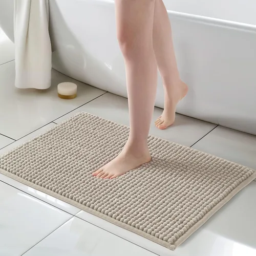 Miniatura 13 de FRESHMINT Alfombra de baño de felpilla gruesa y grumosa, 17"x24", alfombrilla de baño antideslizante, accesorio decorativo suave, linda alfombrilla
