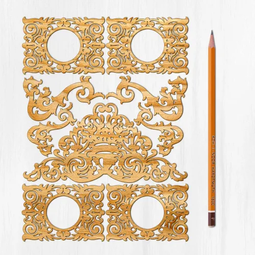 Miniatura 9 de Ajoure Lasercut Embelishments # Art Nouveau - Marcos de borde con patrón floral, chapa vintage, madera aglomerada, silueta de madera contrachapada
