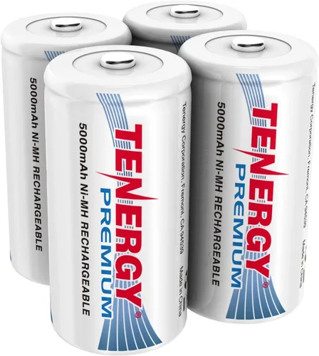Tenergy Baterías C recargables de alta calidad, batería NiMH C de alta capacidad de 5000 mAh, batería de celda C, paquete de 4