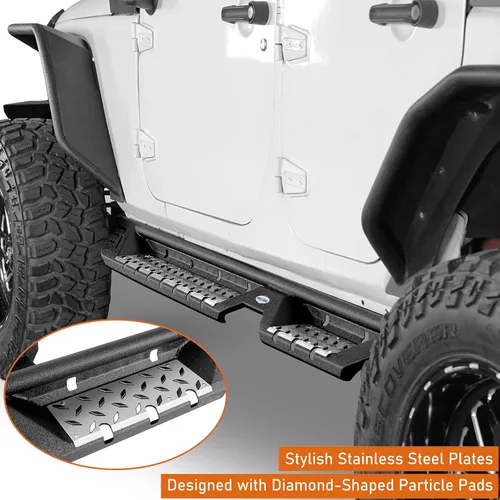 Miniatura 4 de Hooke Road Wrangler JK - Barras para estribo, escalones laterales desplegables de 7.4 pulgadas con almohadilla antideslizante para Jeep Wrangler JK