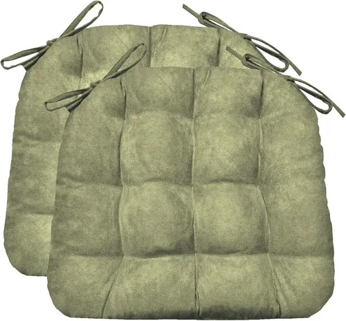 Miniatura 48 de Barnett Almohadilla para silla de comedor con lazos. Gamuza microfibra, microgamuza, reversible, relleno de espuma de látex, se puede lavar a Negro