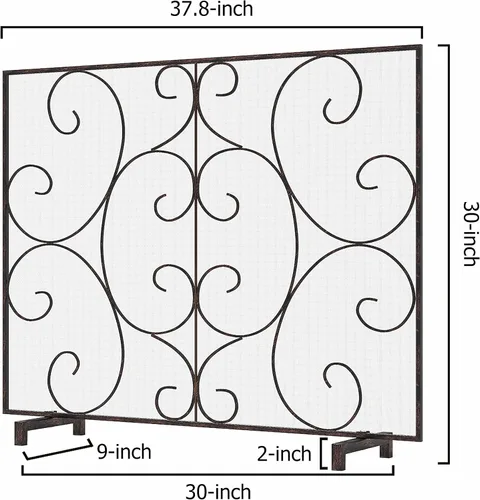 Miniatura 5 de Kingson Pantalla Decorativa Plana de Panel Único para Chimenea, Cubierta de Malla de Metal Duradera Hecha a Mano, Resistente al Calor, Protector