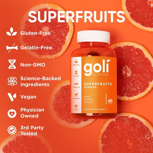 Miniatura 9 de Goli Nutrition - Gomita vitamínica SuperfRUITS de 60 quilates, con ingredientes potenciadores del colágeno. Radiar. Rejuvenecer. Refresca