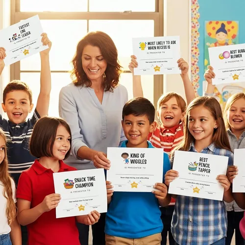 Miniatura 4 de Motipuns 48 piezas de premios para estudiantes juguetones certificados de fin de año escolar elogiar premio de reconocimiento Certificado de logro