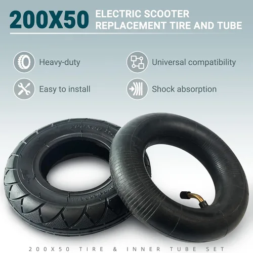 Miniatura 2 de AR-PRO 200 x 50 / 8 x 2 pulgadas Juego de 2 neumáticos y 2 tubos interiores – Tubo de neumático para scooter eléctrico compatible con Razor E100