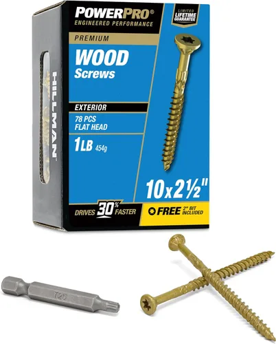 Power Pro Tornillos de madera para exteriores de alta calidad, tornillos multiusos #10 x 2-1/2 pulgadas para proyectos al aire libre, broca estrella
