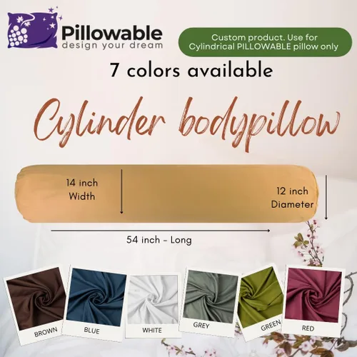 Miniatura 5 de Solo funda - Funda de almohada redonda beige de 54 x 12 pulgadas - Solo funda - Funda de almohada con cremallera - 100% microfibra cepillada - Funda