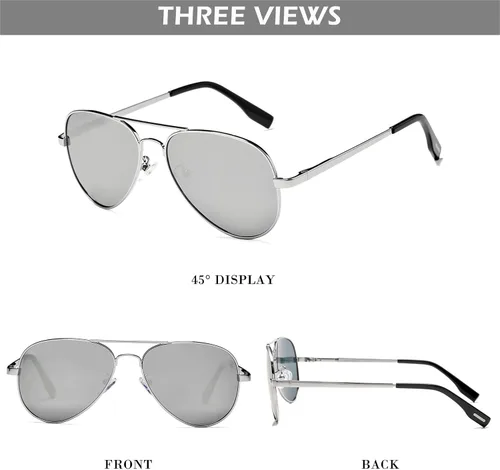 Miniatura 8 de HJSTES Gafas de sol polarizadas de aviador para niñas y niños gafas clásicas para jóvenes lentes de protección UV400 2047in