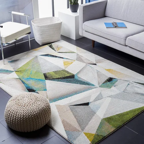 Miniatura 12 de SAFAVIEH Porcello Collection - Alfombra decorativa de 2 pies 3 pulgadas x 4 pies, gris claro y naranja, diseño abstracto moderno, no desprende