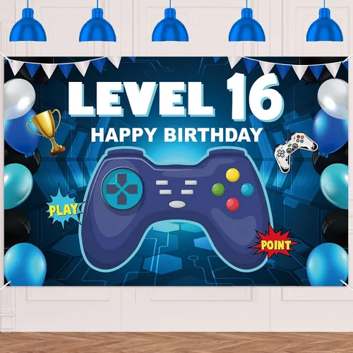 Miniatura 13 de Pancarta de nivel 5 desbloqueada con texto en inglés «Happy 5 Birthday» para decoración temática de videojuegos para niños y niñas, fiesta de 5