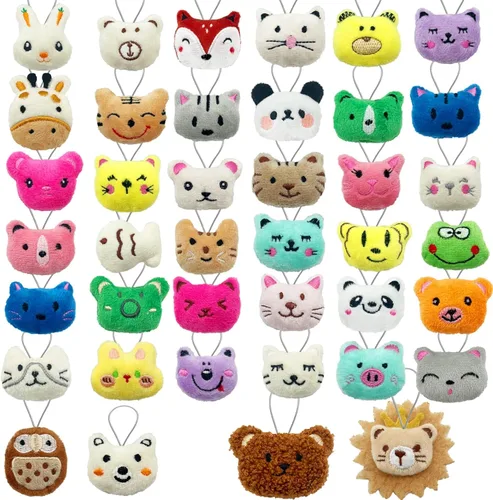 XIPEGPA Juego de 40 piezas de minijuguetes de peluche de animales pequeños, lindos llaveros de animales pequeños para llaveros de recuerdos, adornos