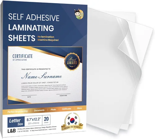 Miniatura 15 de Hojas laminadoras autoadhesivas de 12.3 x 17.1 pulgadas, paquete de 10, 4 mil de grosor, sin calor, sin máquina, hojas laminadoras autoselladas por