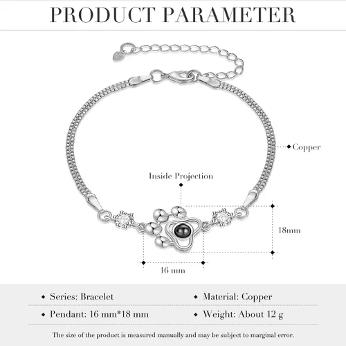 Miniatura 2 de OPALSTOCK Collar personalizado con foto para mascotas, collar de proyección de encanto de foto personalizada, colgante de pata de perro, gato
