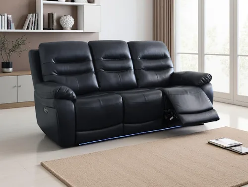 Miniatura 52 de Juego de sofá reclinable eléctrico, seccional de cuero transpirable beige, juego de muebles de sala de estar, 2 piezas, sofá reclinable eléctrico